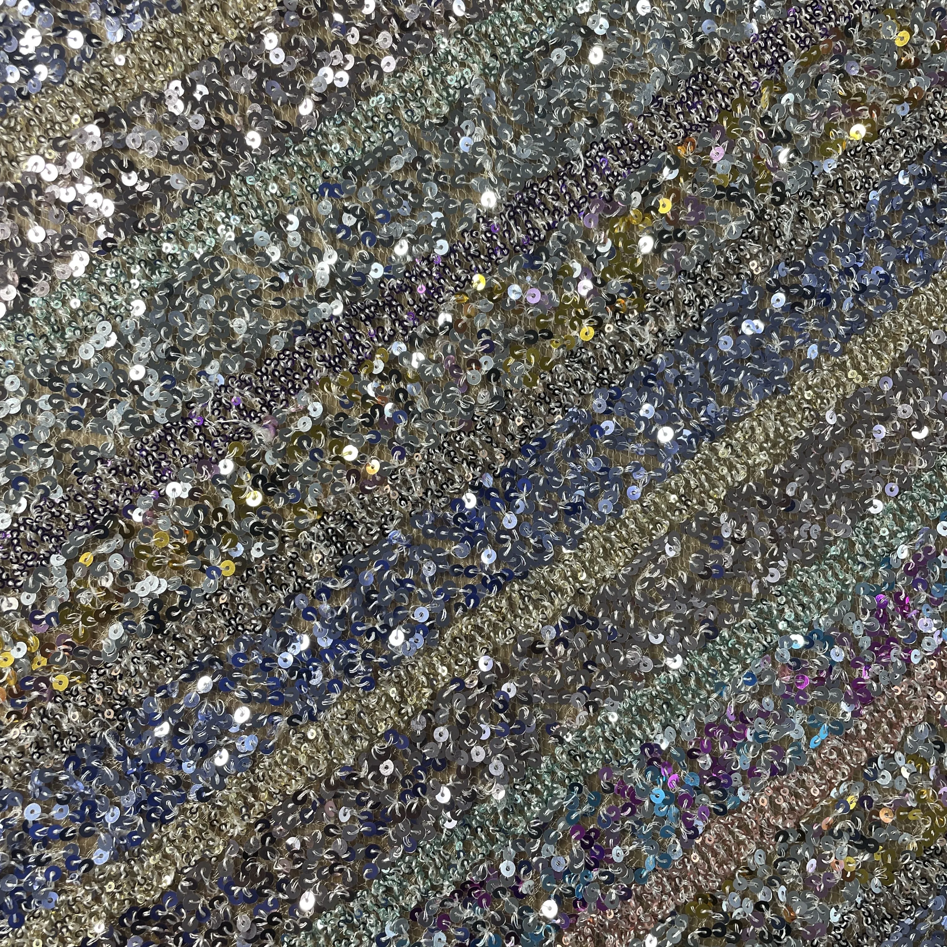 Multicolor Sequins Embroidery Net Fabric 19903