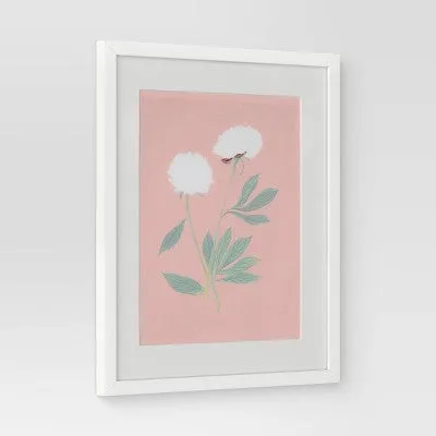 New - (Set of 2) 16" x 20" 'Pink and Blue' Floral Framed Posters - Threshold
