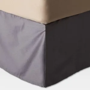 New - Threshold Bed Skirt Oversized Sateen Pleated Wrinkle-Free, Gray, Queen