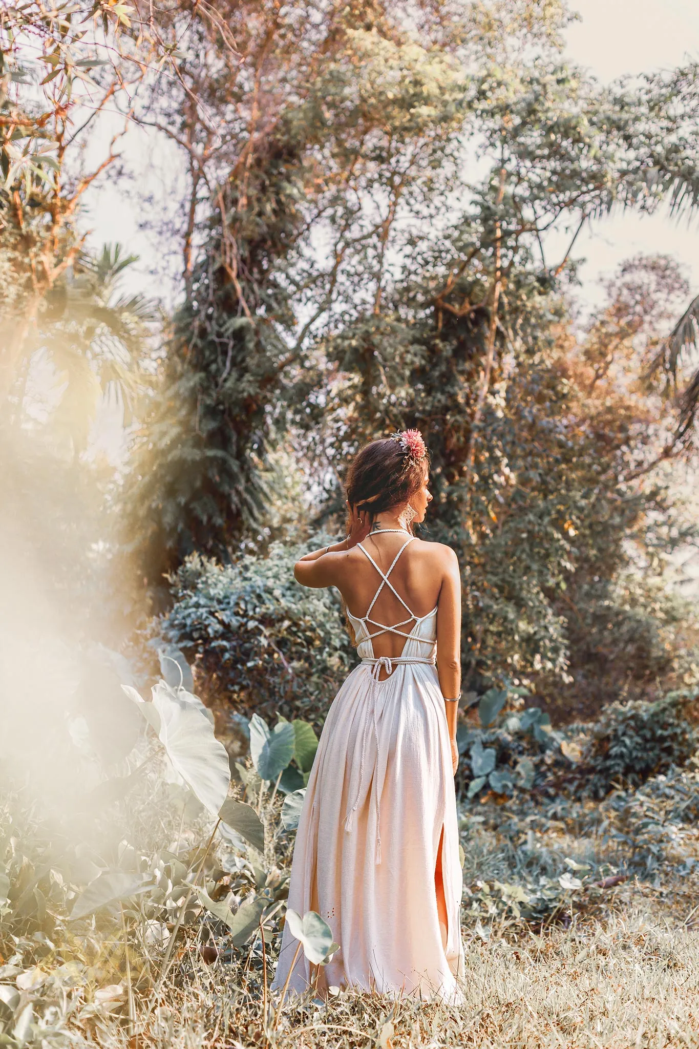 Off-White Organic Cotton Bohemian Dress • Simple Wedding Dress