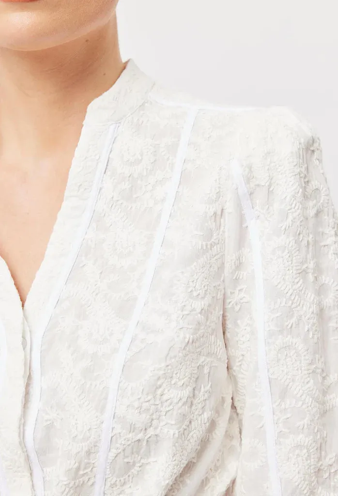 OnceWas | CRUISE EMBROIDERED COTTON SHIRT | Ivory