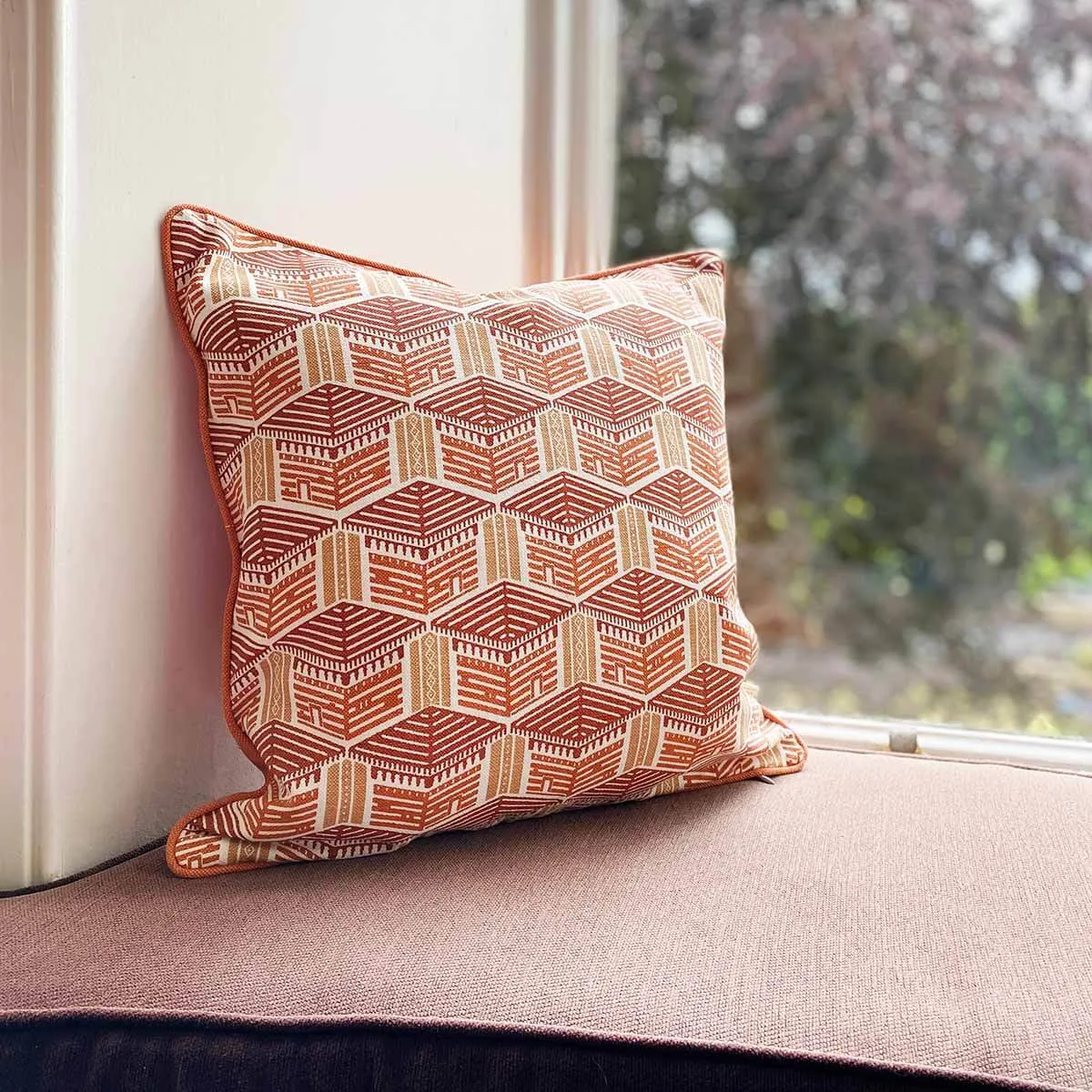 Orange Kullu House Cushion Cover