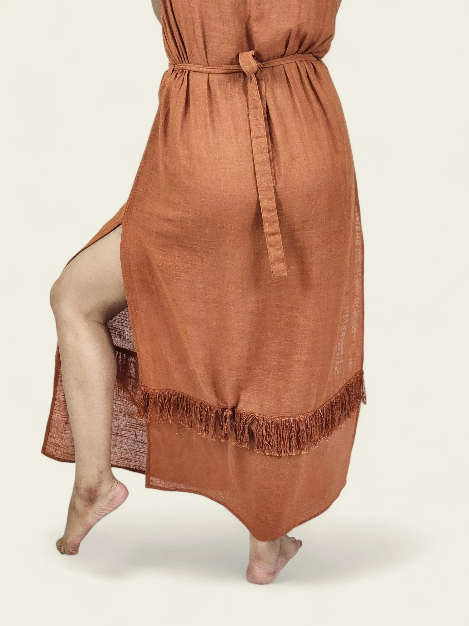 Orange Organic Linen Maxi Dress