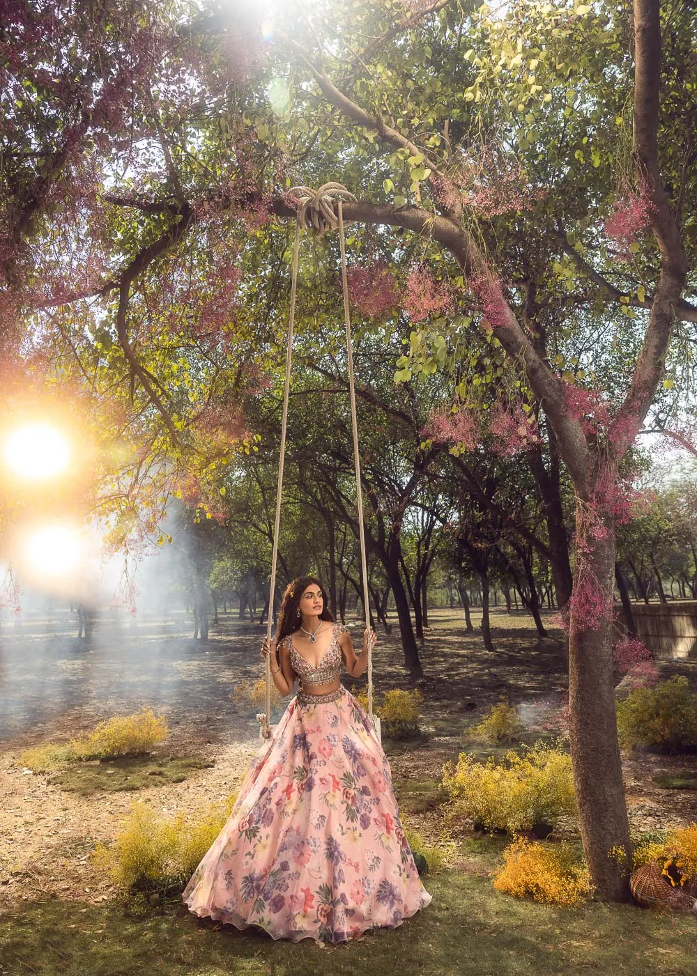 Pink Floral Printed Lehenga