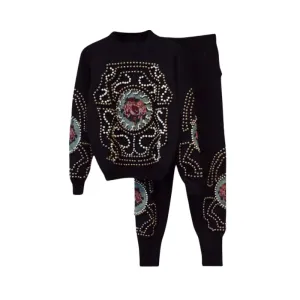 Pre Order: Beaded Embroidery Tracksuit - 2 Piece Set