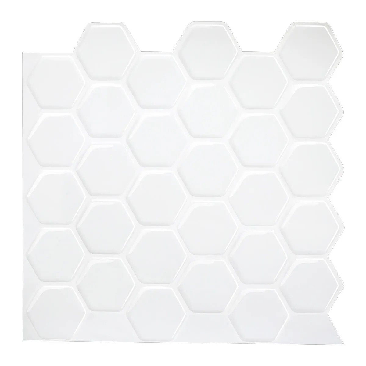 Pure White Hexagon Peel and Stick Backsplash Tile