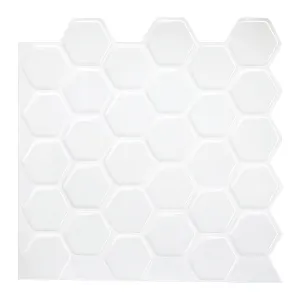 Pure White Hexagon Peel and Stick Backsplash Tile