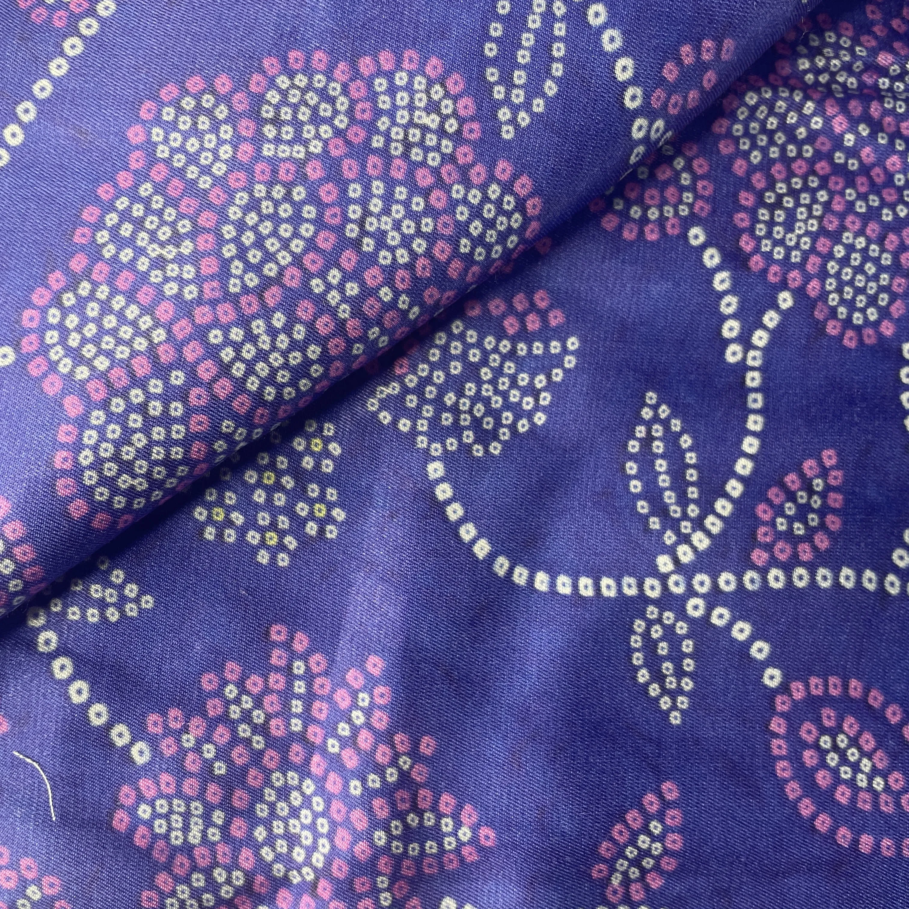 Purple Bandhani Print Gaji Silk Fabric 17534