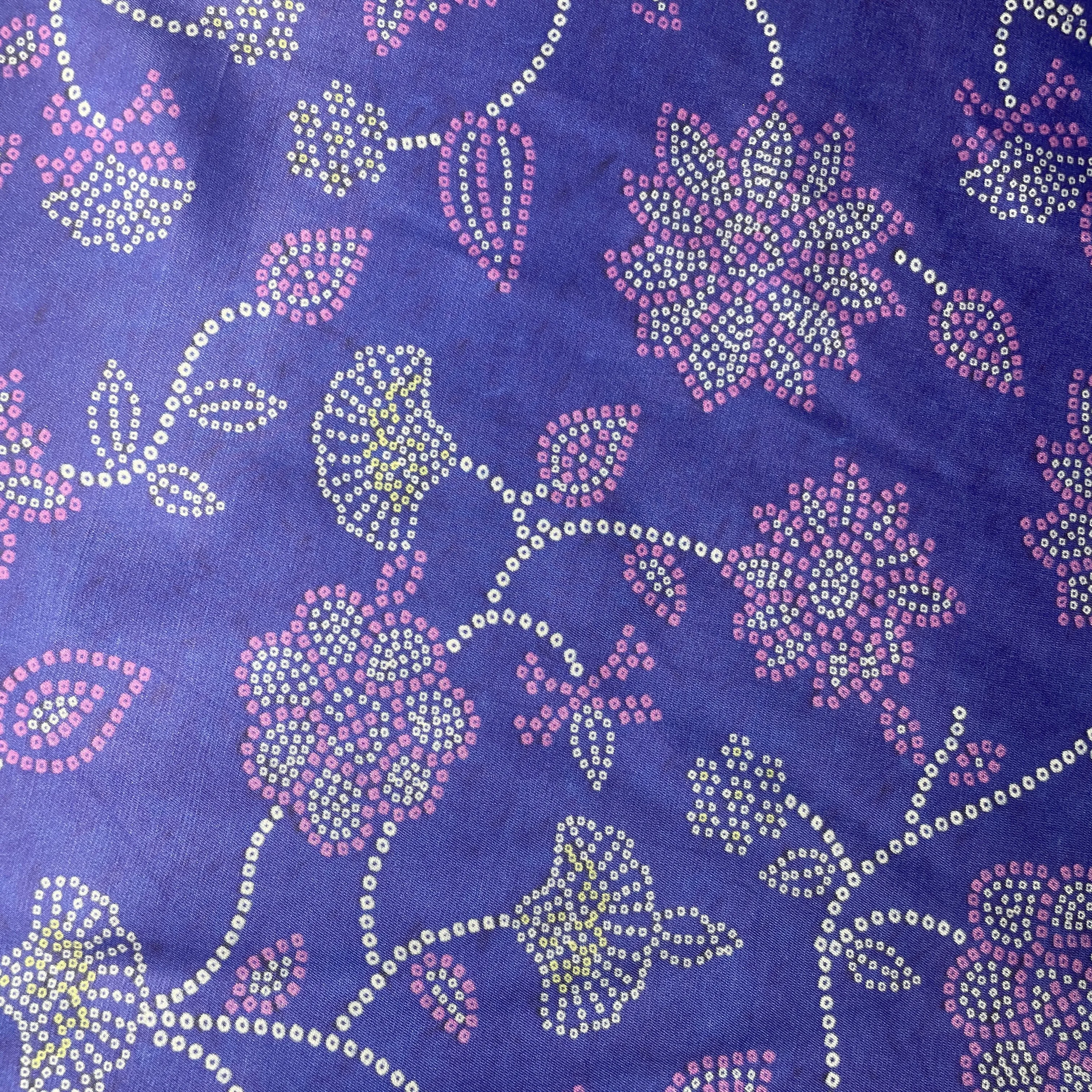 Purple Bandhani Print Gaji Silk Fabric 17534