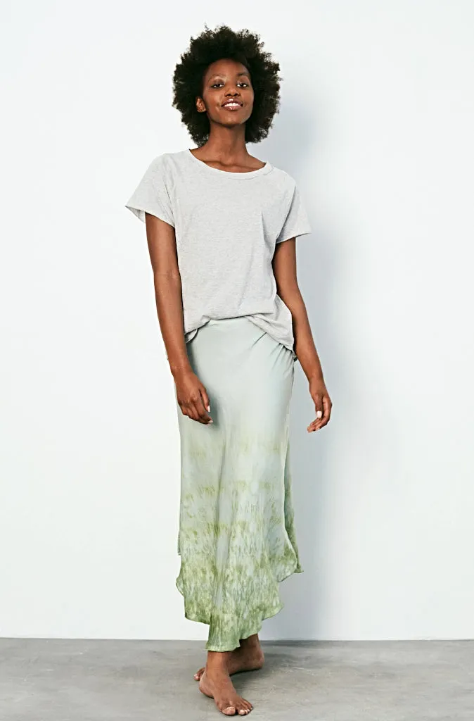 Rabens Saloner Nelie Bias Cut Skirt in Soft Green