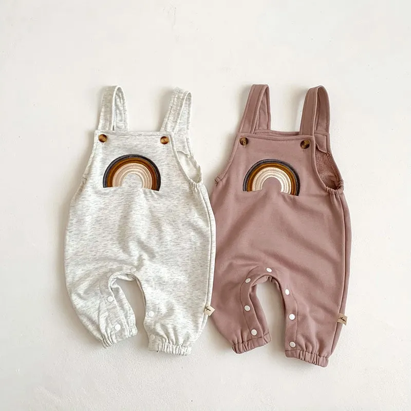 Rainbow Embroidered Baby Overalls