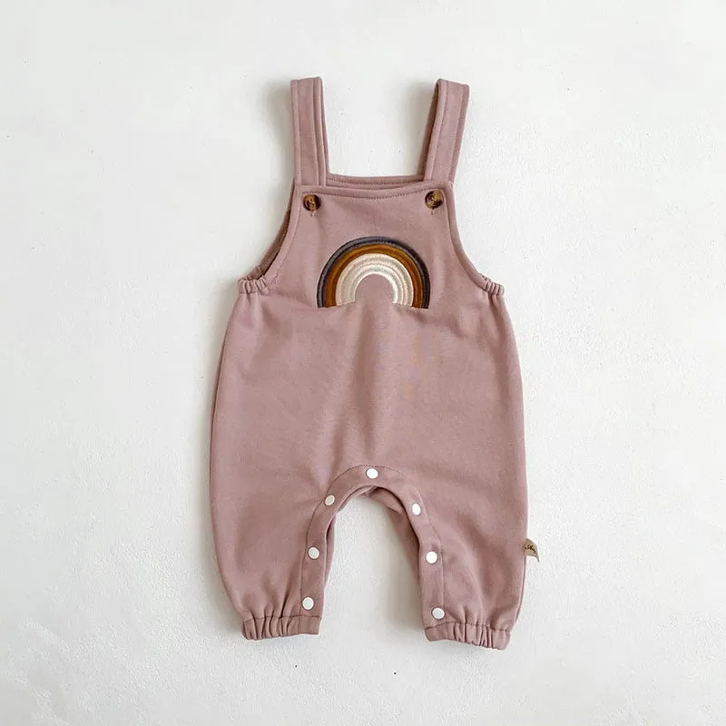 Rainbow Embroidered Baby Overalls