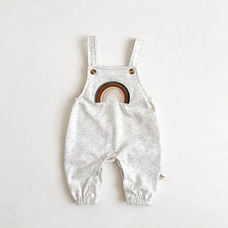 Rainbow Embroidered Baby Overalls