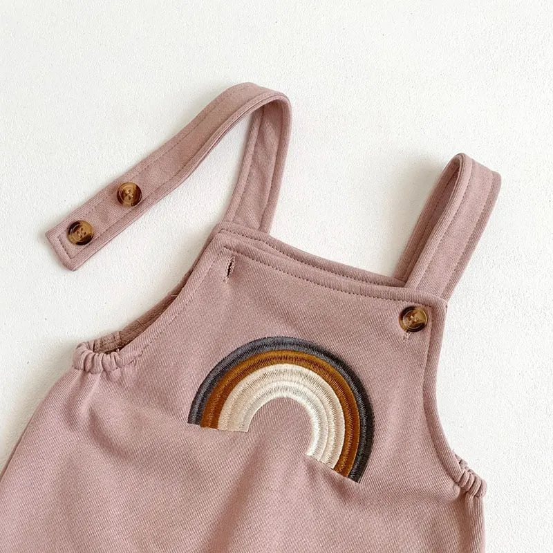 Rainbow Embroidered Baby Overalls