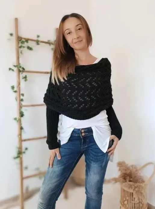 Sally knitted long sleeve shawl