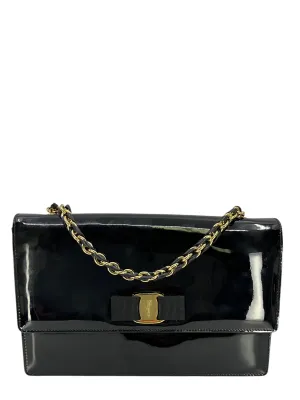 Salvatore Ferragamo Patent Leather Vara Bow Chain Flap Crossbody Bag