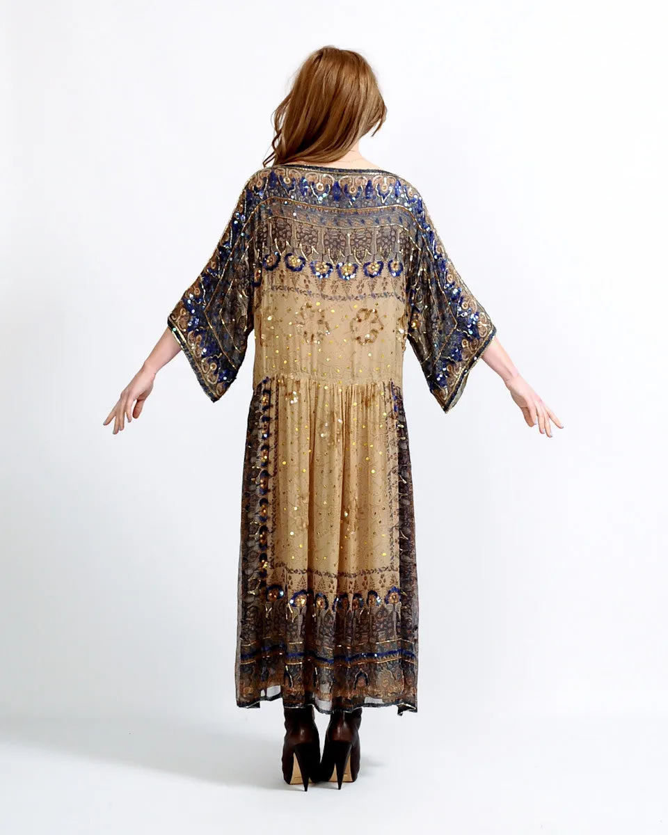 Silk Beaded India 70s Dress