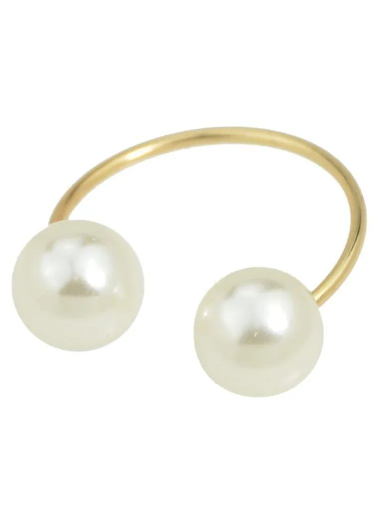 Simulated-Pearl Open Cuff Finger Ring