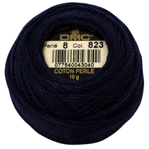 Size 8 Pearl Cotton Ball in Color 823 ~ Dark Navy Blue