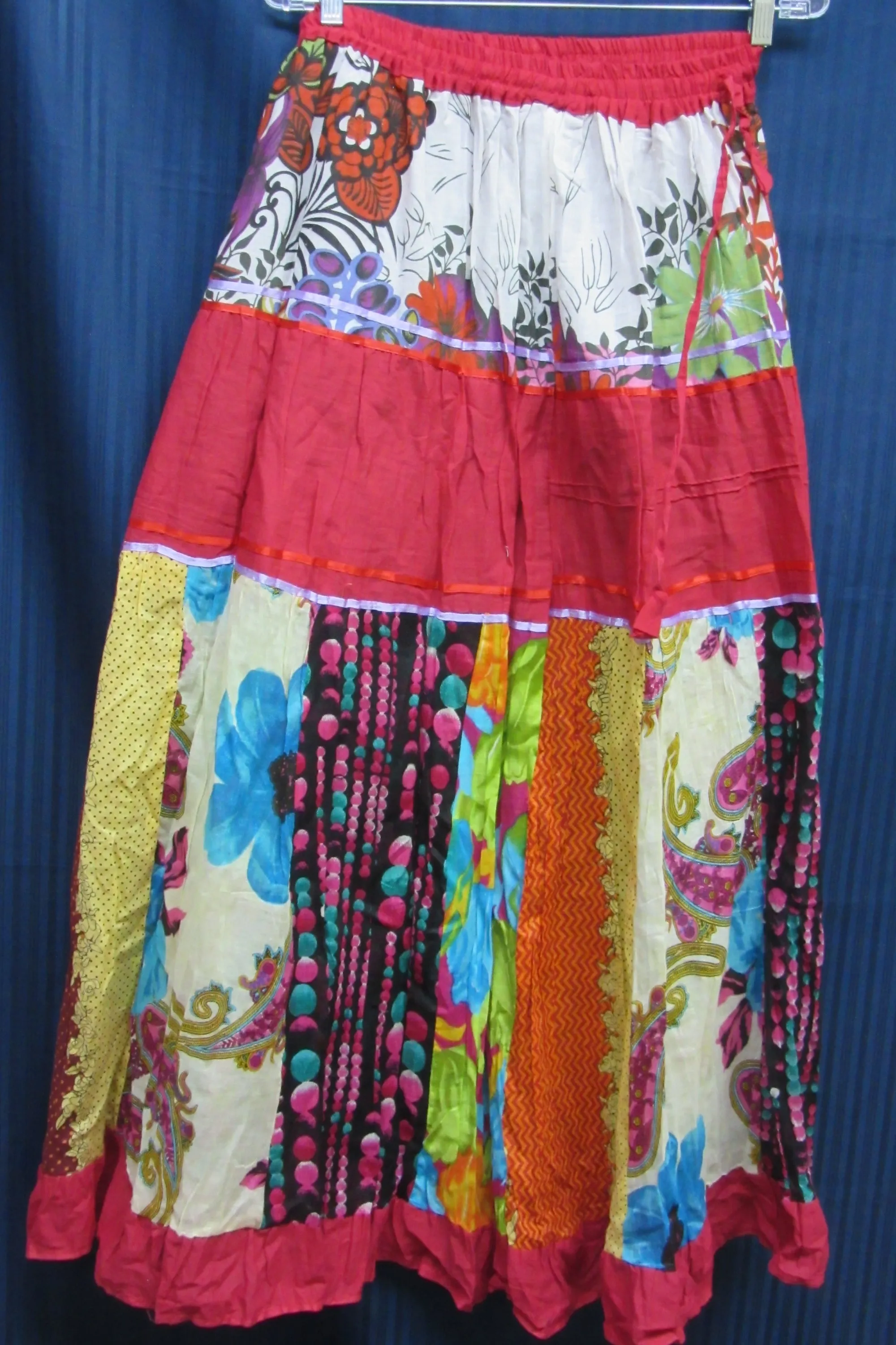 Skirt 3250 Red Multi-Color Printed Long Skirt Shieno Sarees