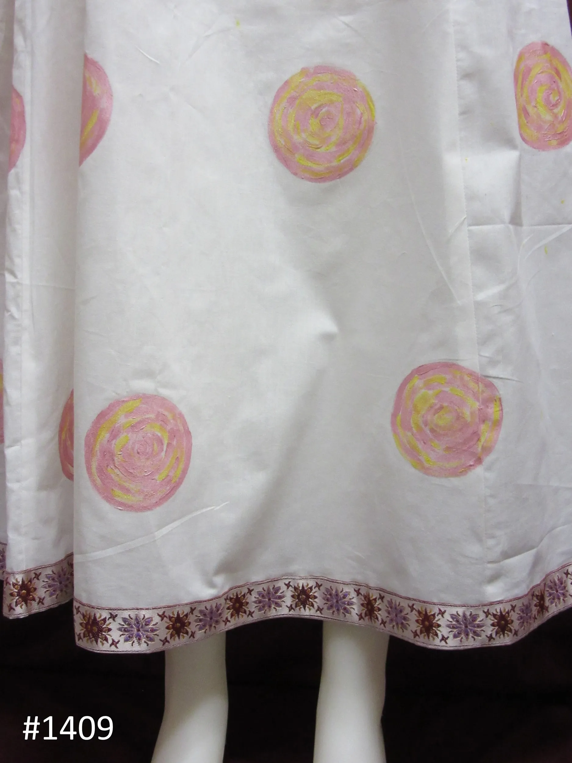 Skirt 6921409 White Cotton Pink Yellow Printed Long Trendy Skirt