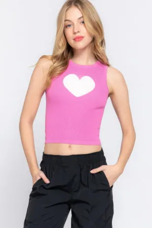 Sleeveless Heart Spring Sweater Tank Top