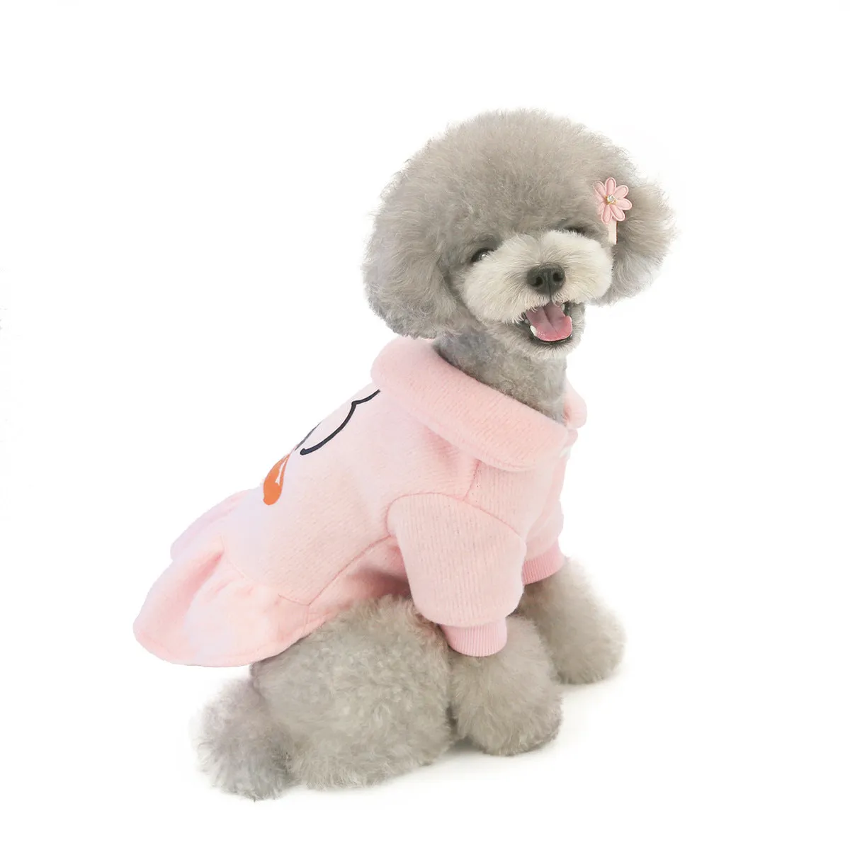 Small dog autumn and winter cute cotton skirt pet clothing