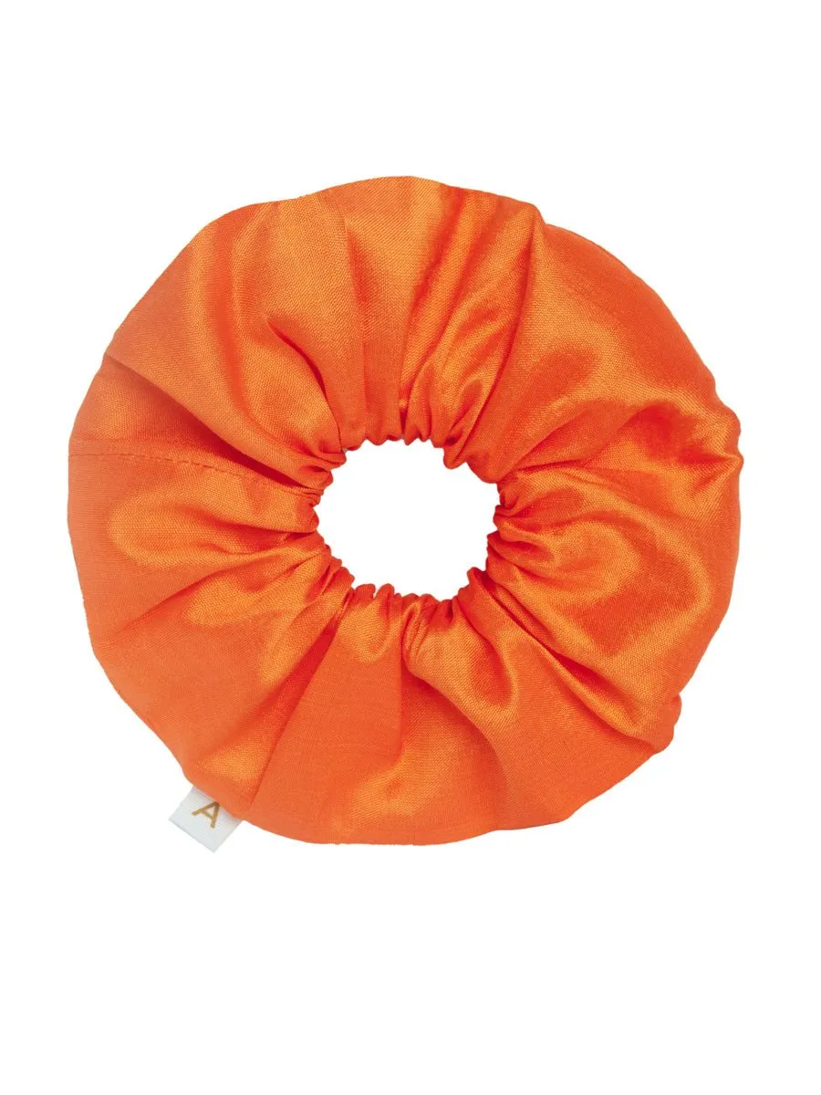 Soleil Solid Silk Scrunchie - Tangerine