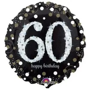 Sparkling Black 60th Foil Balloon