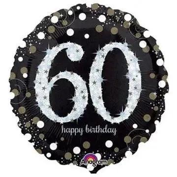 Sparkling Black 60th Foil Balloon