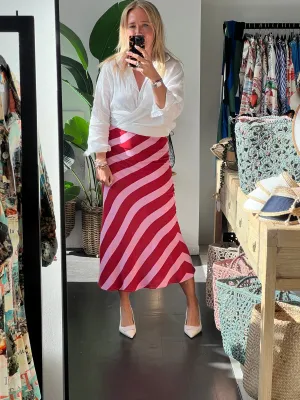 Stripe Skirt - pink red