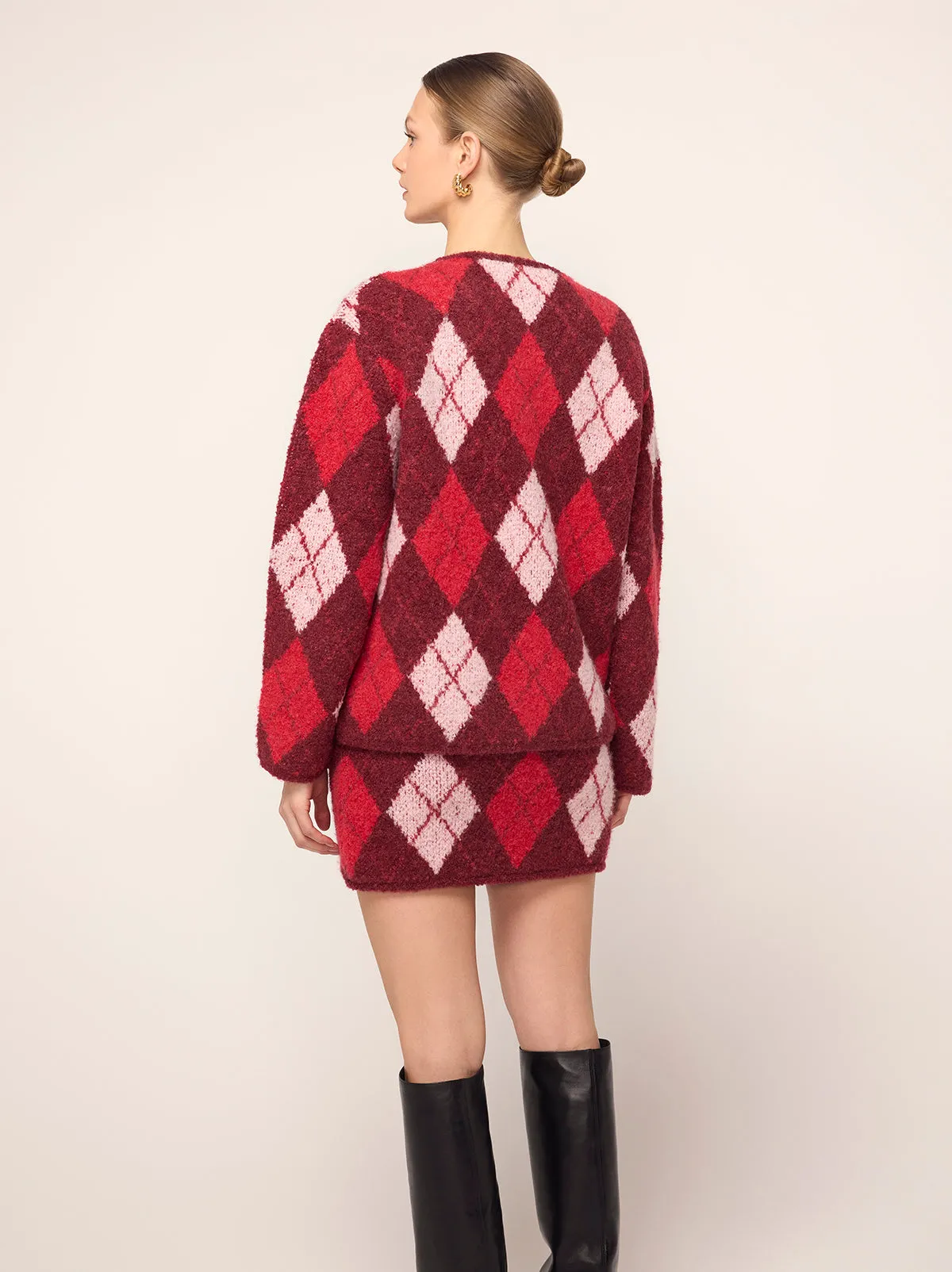 Susan Burgundy Argyle Knit Mini Skirt