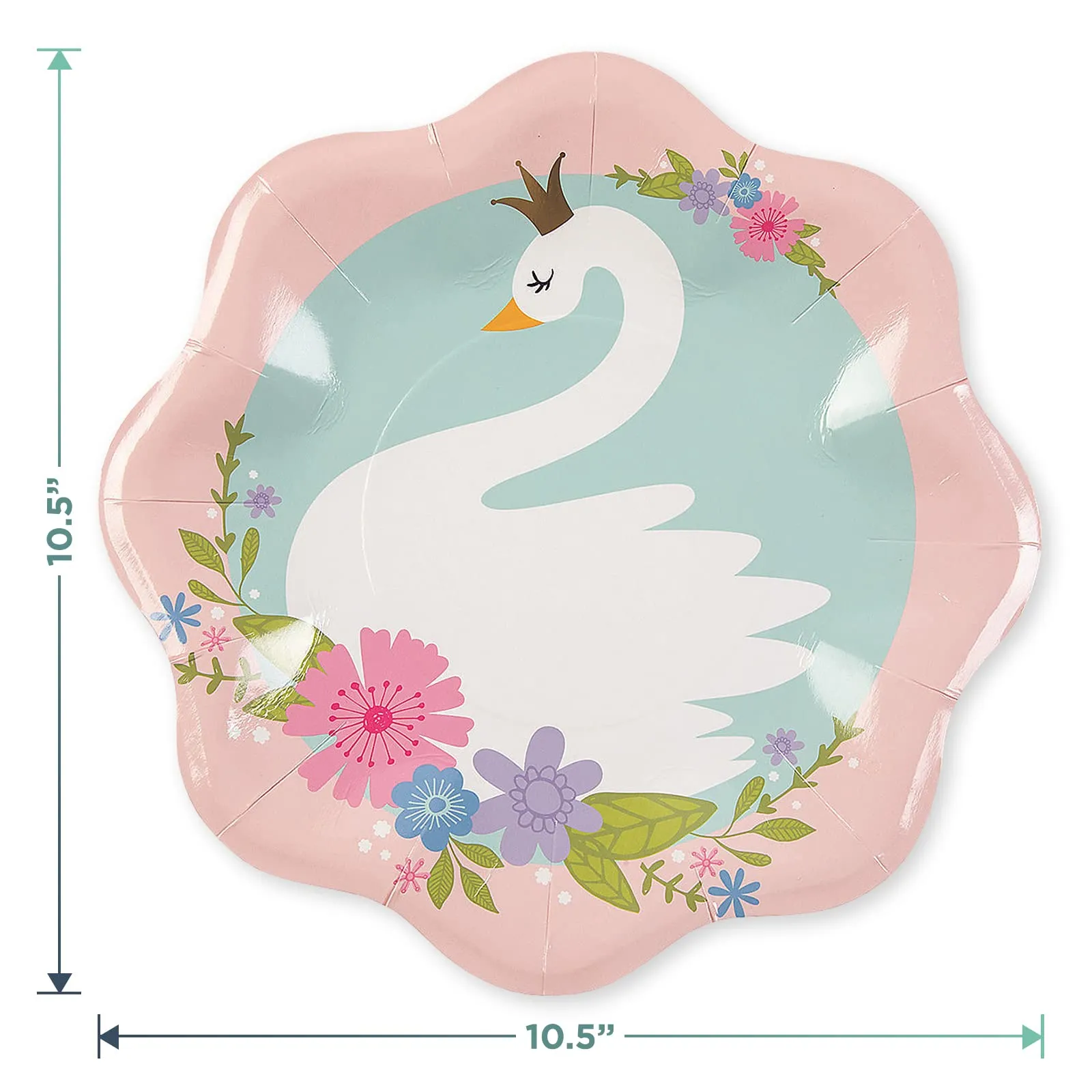 Swan Party Supplies - Sweet Swan Floral Paper Dinner Plates and Lunch Napkins (Serves 16)