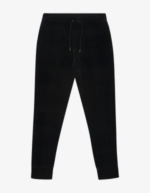 Tartan Print Velvet Track Pants -