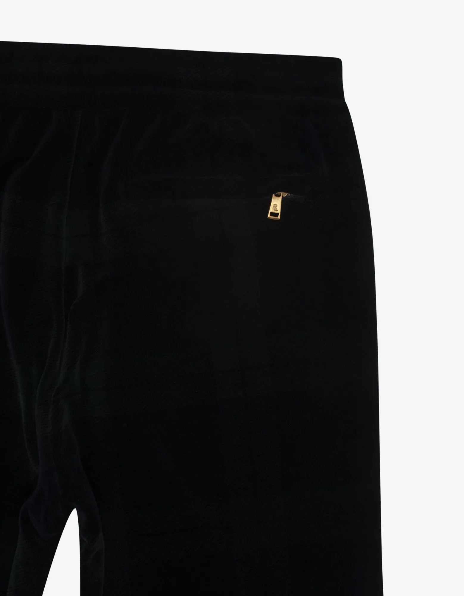 Tartan Print Velvet Track Pants -