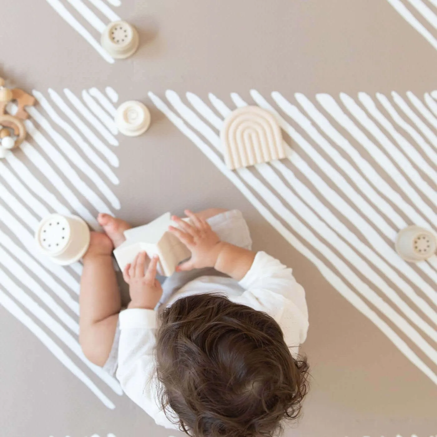 Toddlekind Premium Foam Playmats | Sandy Lines - Tan