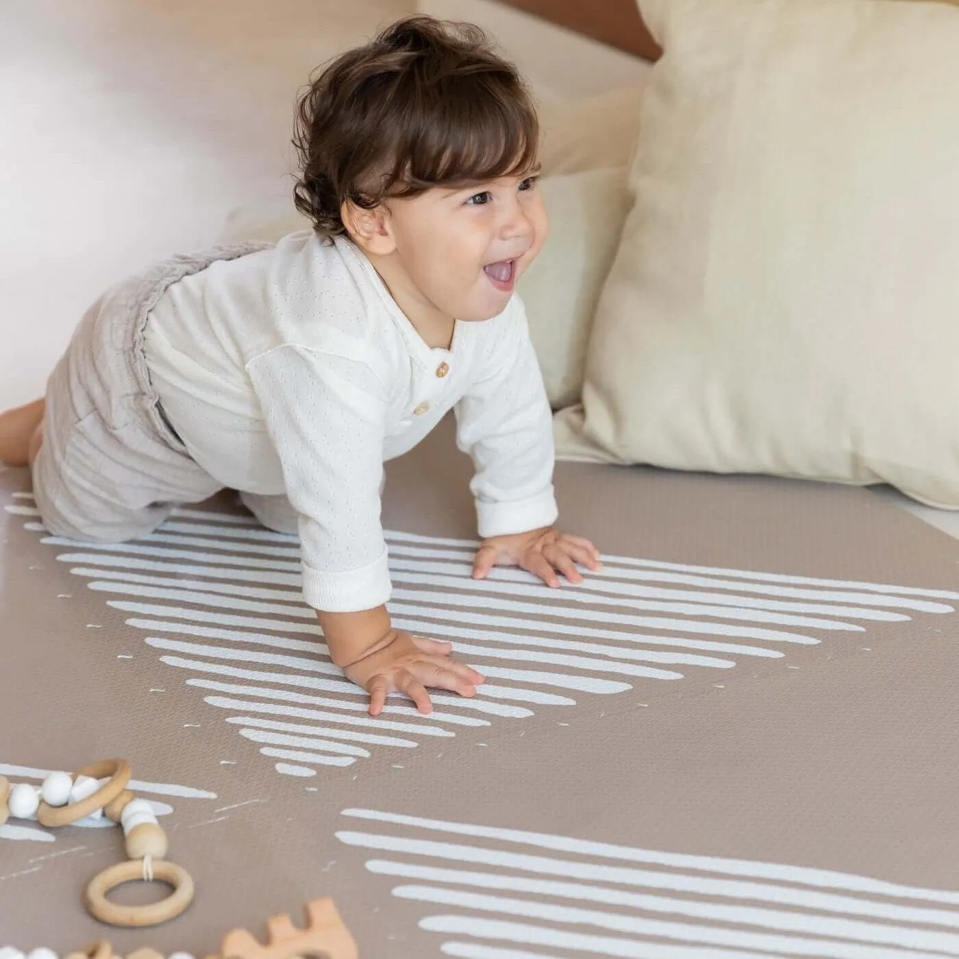 Toddlekind Premium Foam Playmats | Sandy Lines - Tan