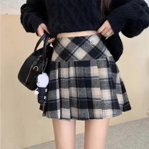 Vintage Sweet Korean Cute Kawaii Chic Stylish Autumn Winter Trendy Mini Skirt