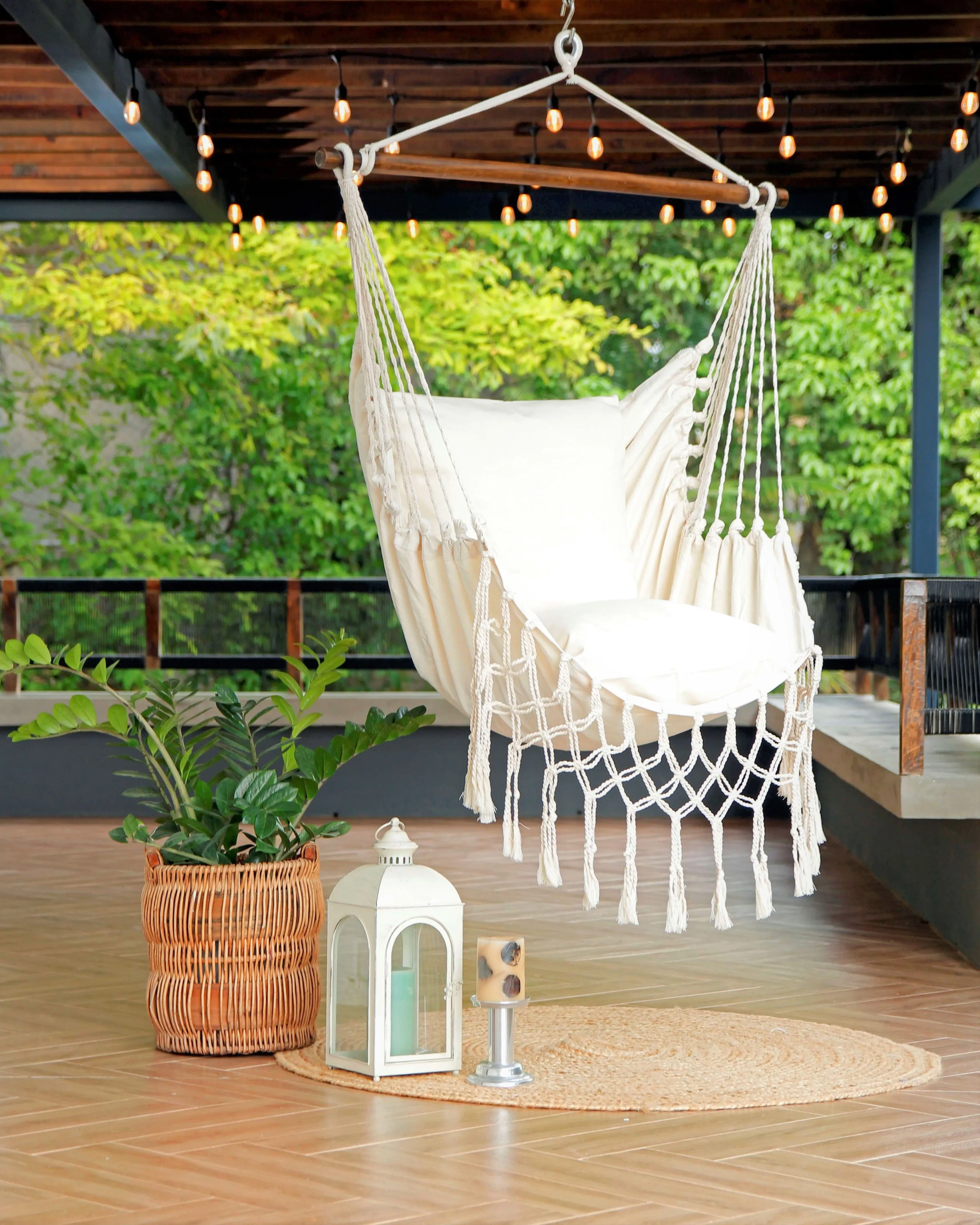 White Macrame Hammock Chair Swing | SERENA IVORY WHITE