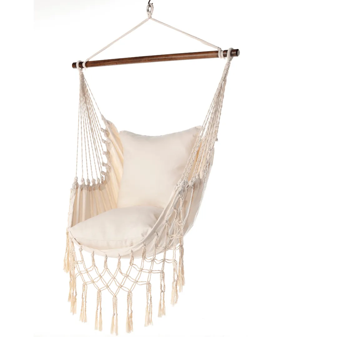 White Macrame Hammock Chair Swing | SERENA IVORY WHITE