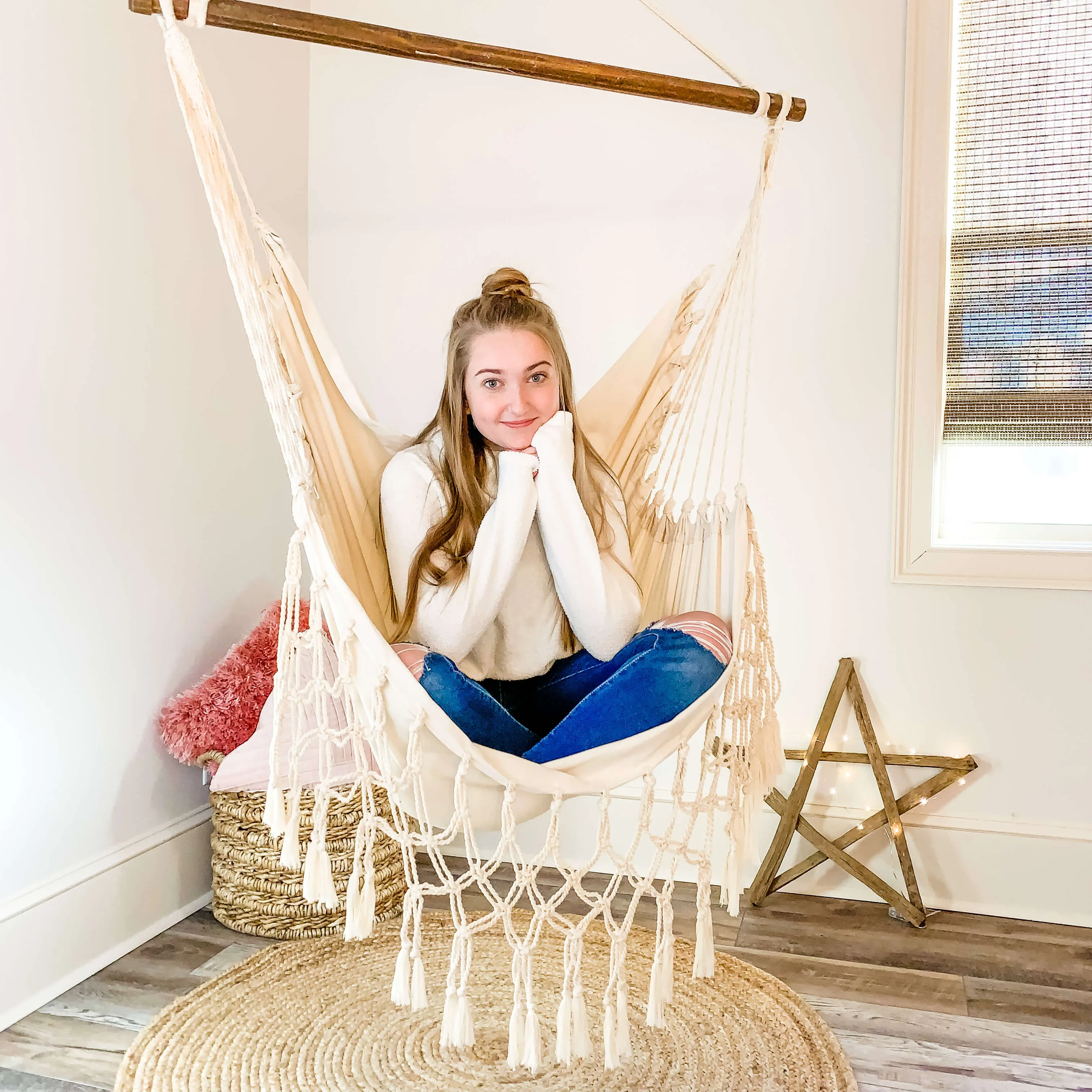 White Macrame Hammock Chair Swing | SERENA IVORY WHITE