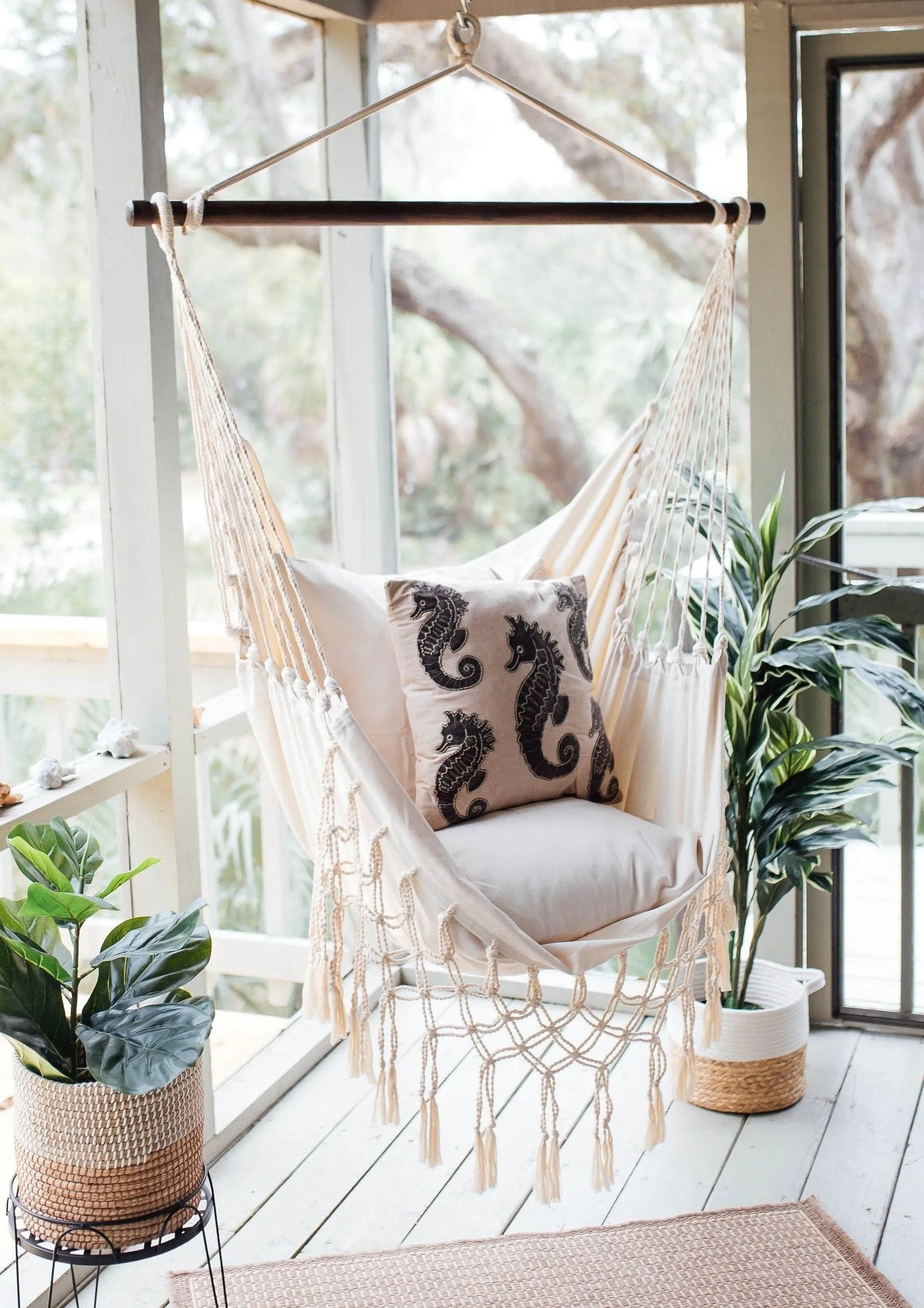 White Macrame Hammock Chair Swing | SERENA IVORY WHITE