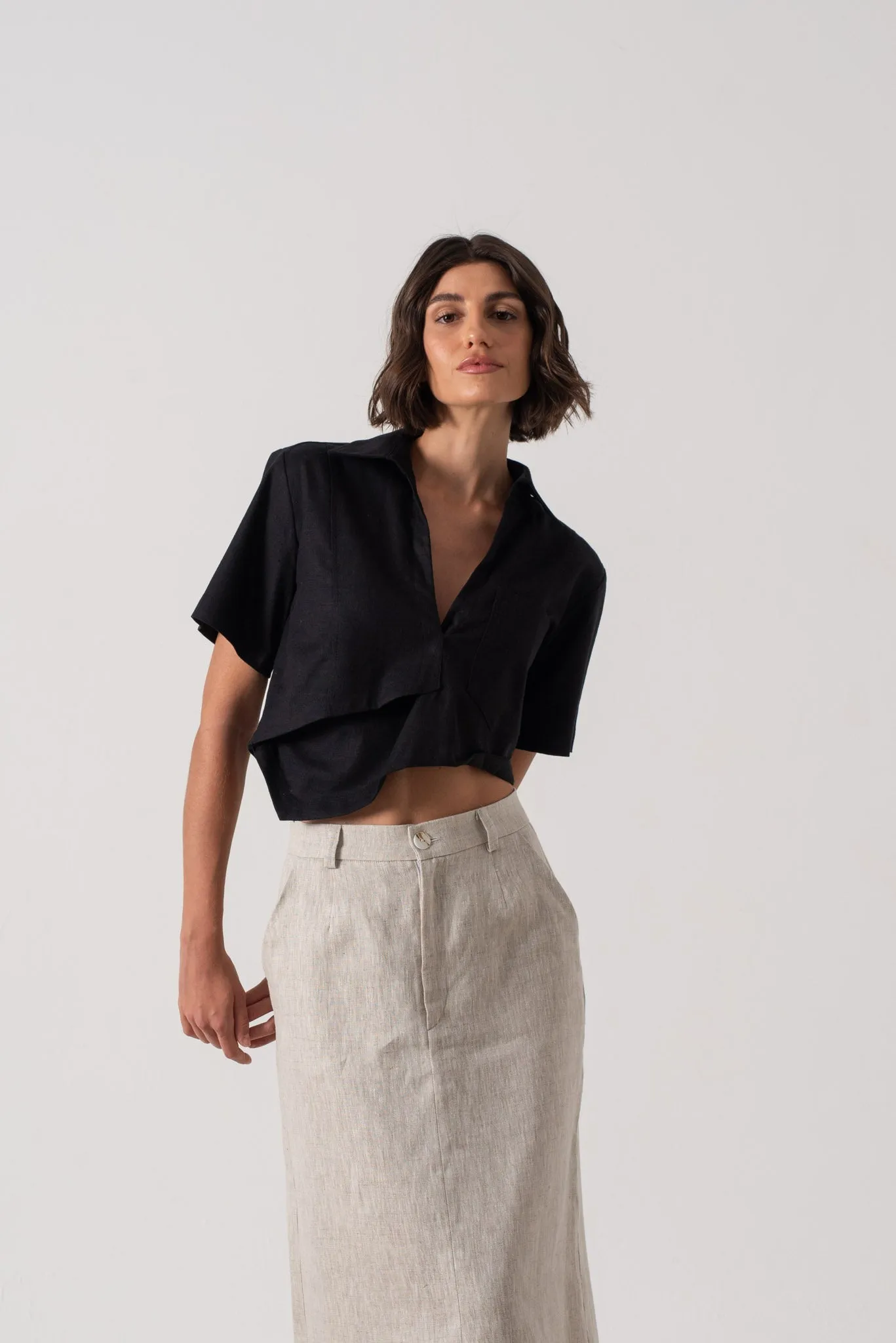 Zinnia Cropped Top in Black